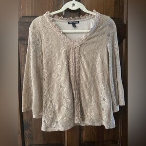 Cable & Gauge Beige Lace Blouse